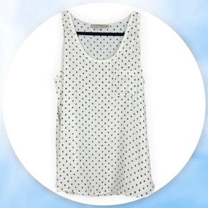 LOFT White Polka Dot Blouse Sleeveless Tank Top Lightweight Medium